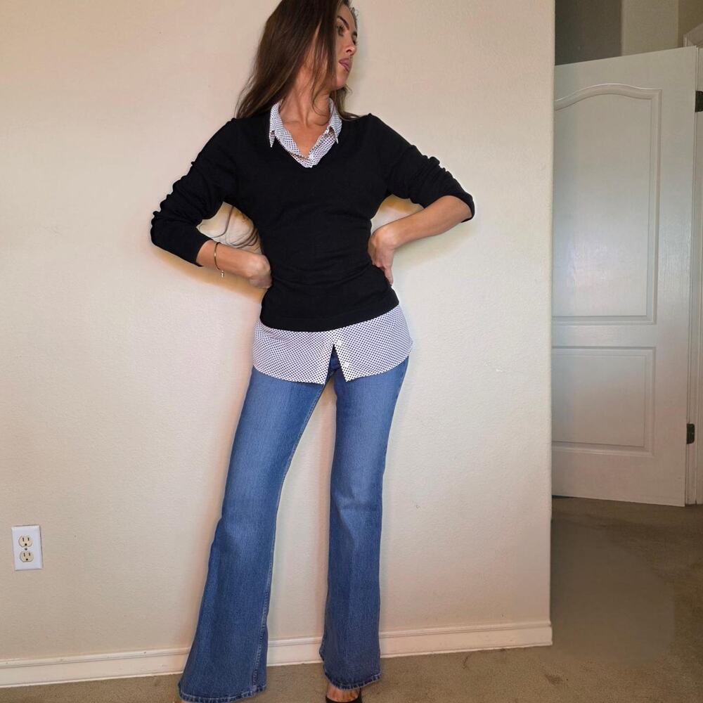 Adrianna Papell Black & White Polka Dot Layered Blouse